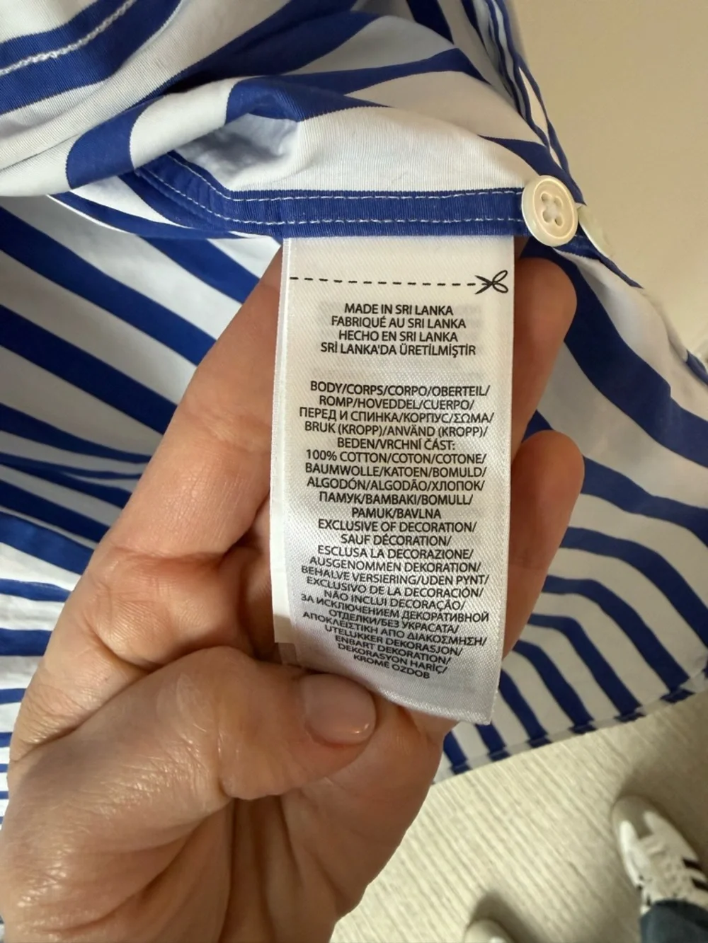 Polo by Ralph Lauren White and Blue Vertical Stripe Button-Up Shirt - Picture 5 of 5